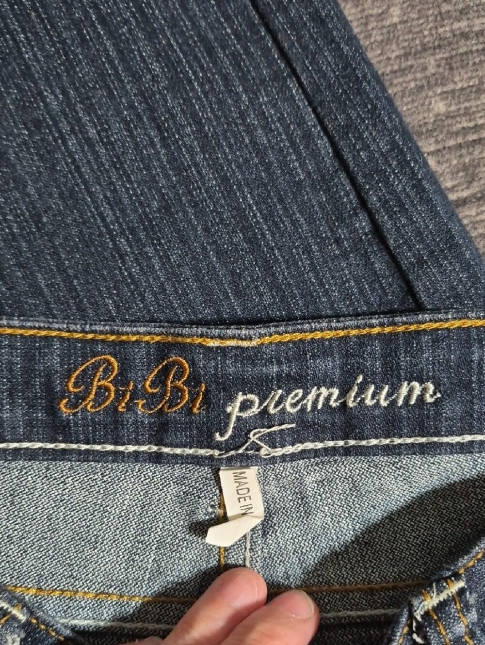 Vintage BiBi Dark Blue Bootcut Jeans with White Butterfly Pocket Embroidery - Picture 2 of 8